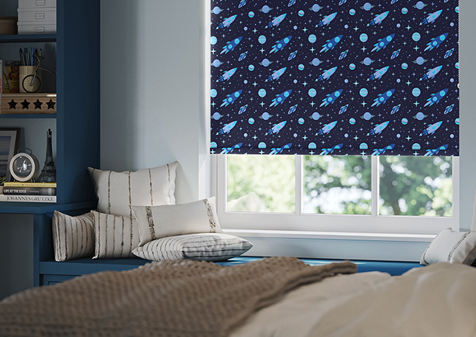 Rocket Adventure, Cosmic Blue - Twist&Fit Roller Blind - Image 5
